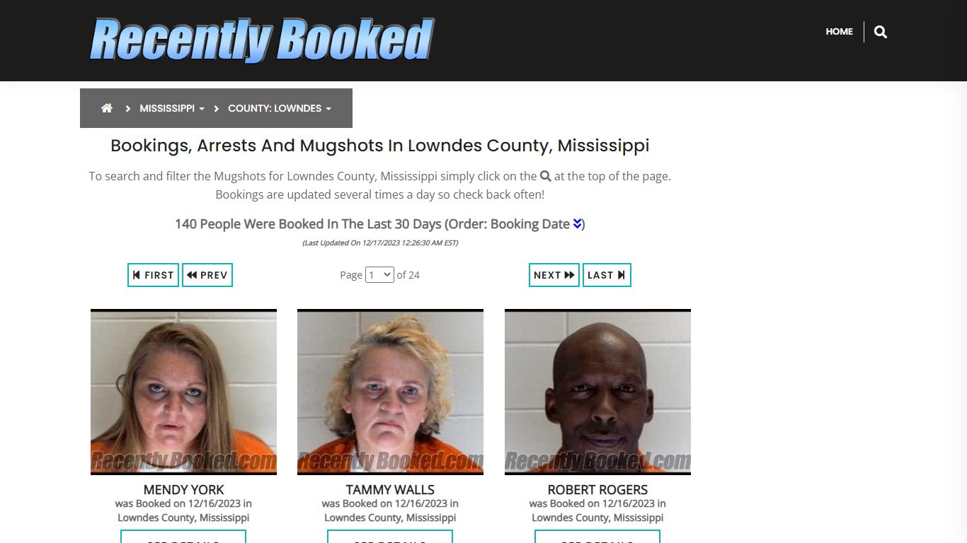 Bookings, Arrests and Mugshots in Lowndes County, Mississippi